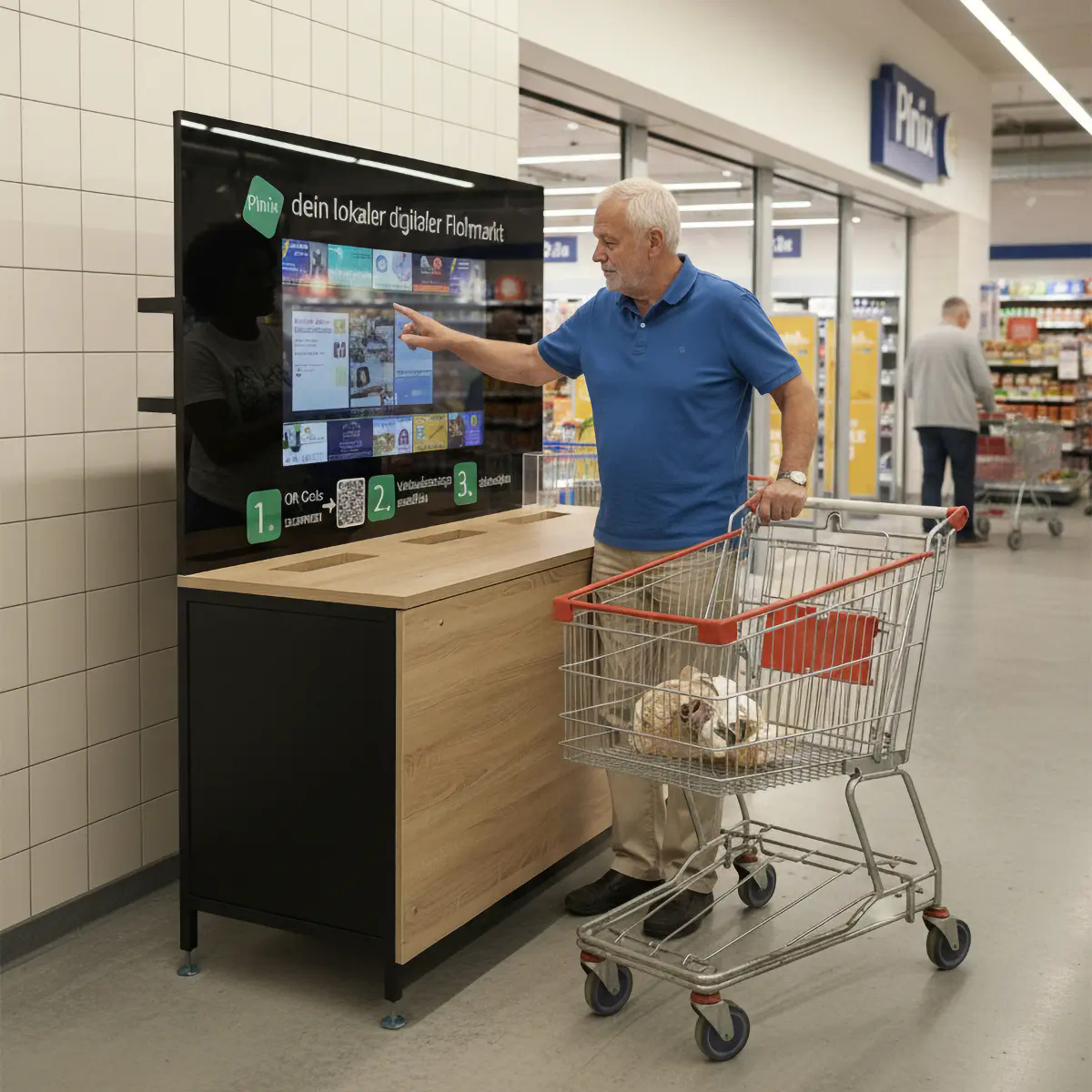 Pinix Werbung im Supermarkt